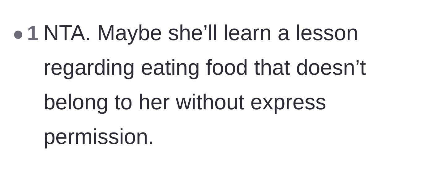 Comment thread 6 - A remark hoping the sister finally learned her lesson about taking things without permission.