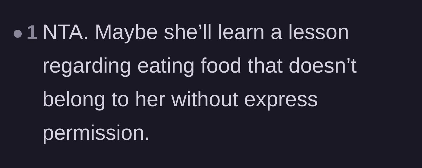 Comment thread 6 - A remark hoping the sister finally learned her lesson about taking things without permission.