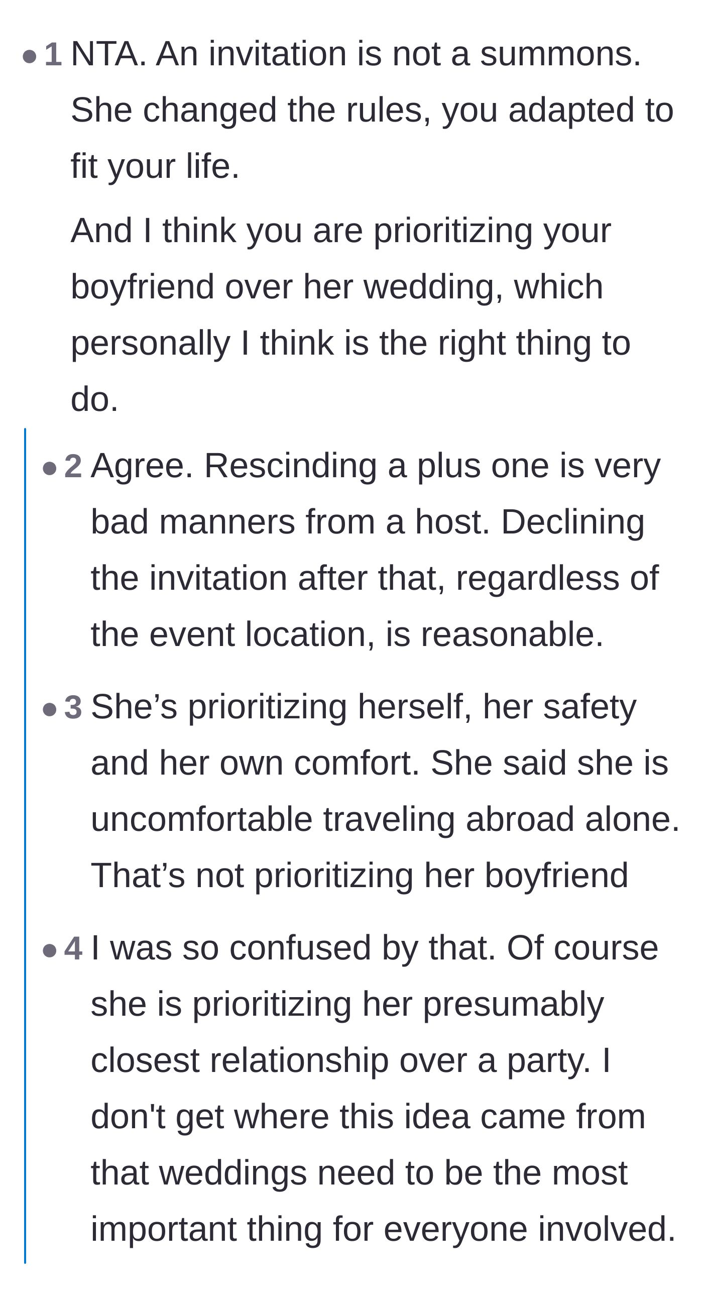 Comment thread 3 - Support for the idea that a party request is not a legal mandate and partners should come first.