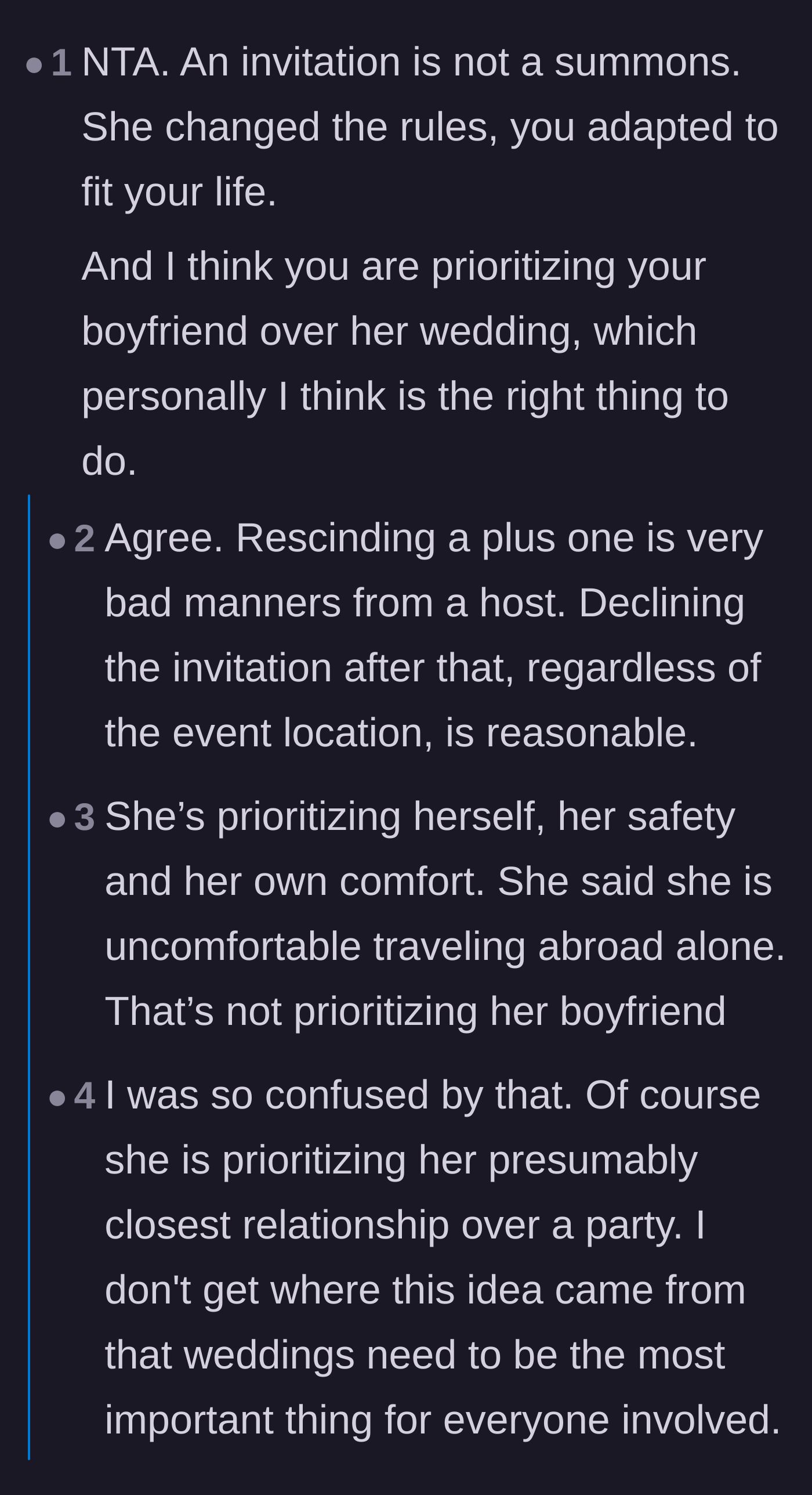 Comment thread 3 - Support for the idea that a party request is not a legal mandate and partners should come first.