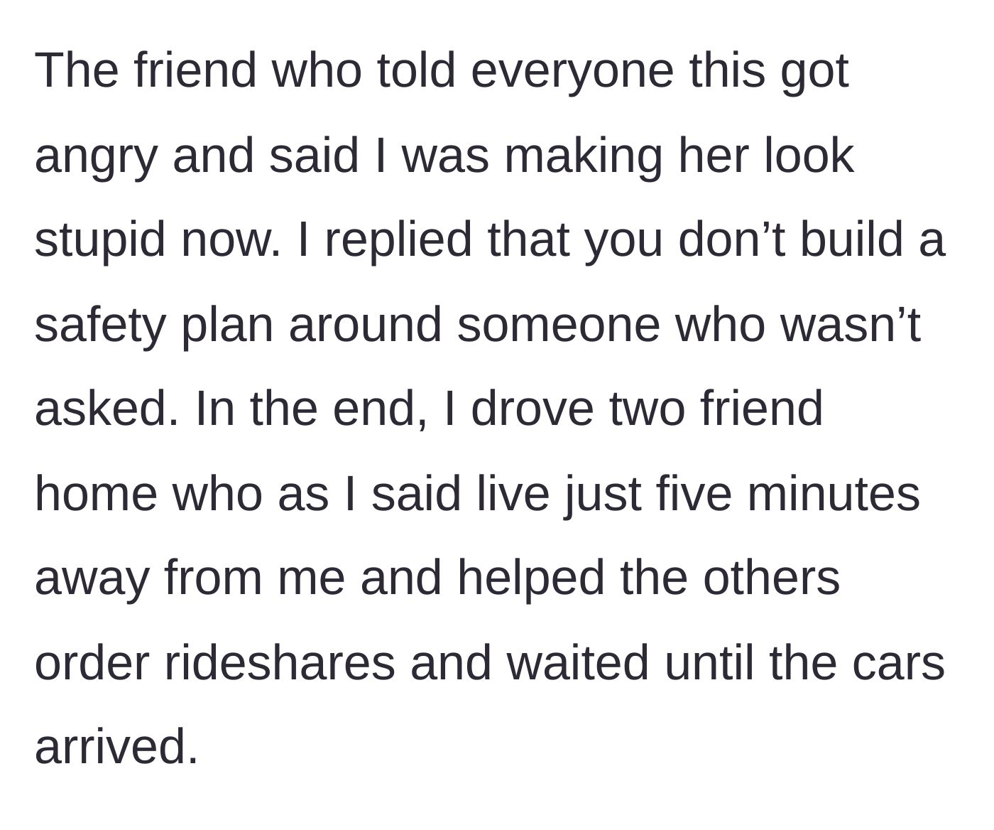 Story part 4 - An angry friend arguing with the main character outside the bar while a rideshare car pulls up.