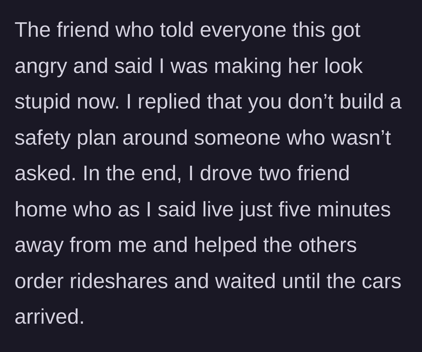 Story part 4 - An angry friend arguing with the main character outside the bar while a rideshare car pulls up.