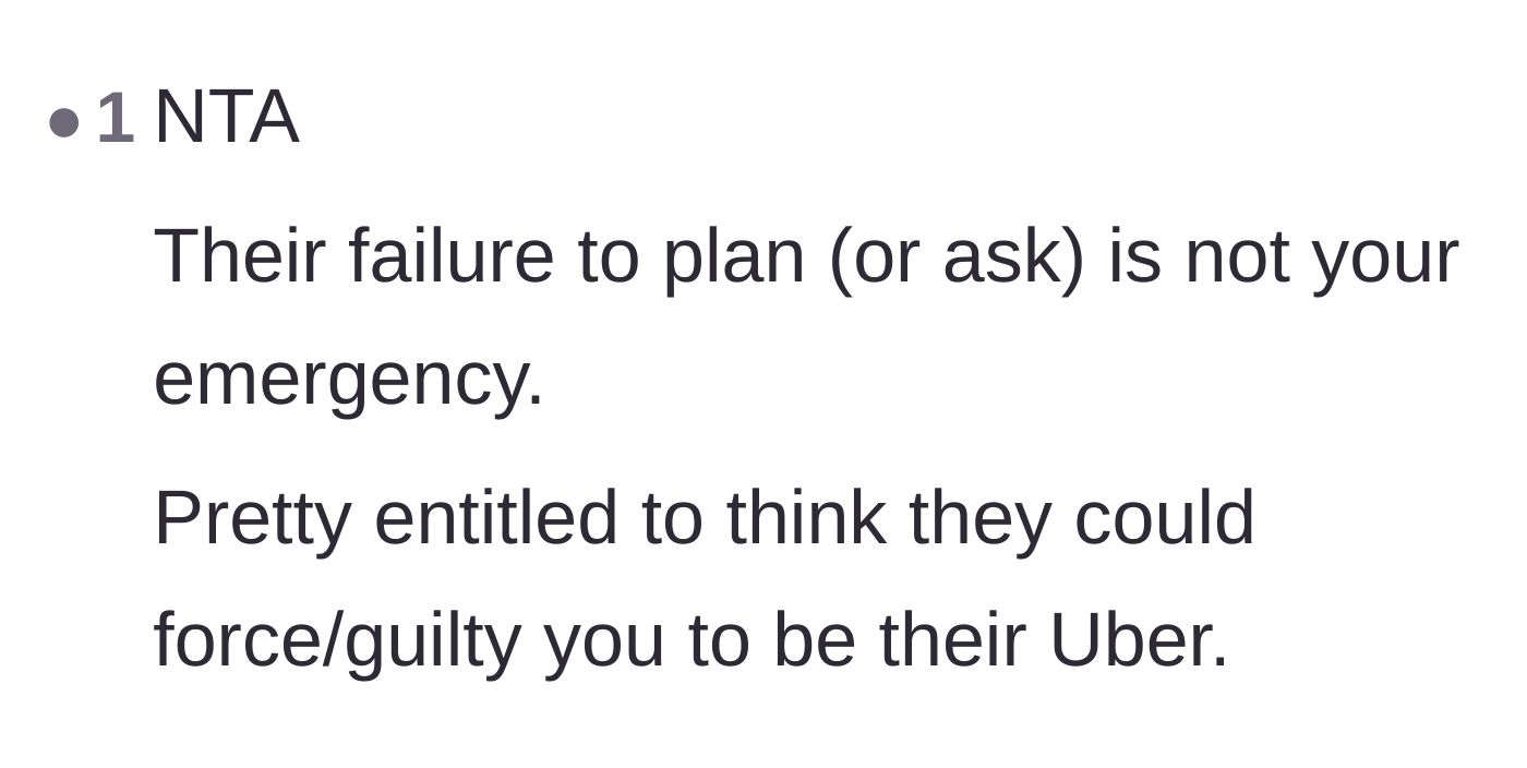 Comment thread 6 - A reminder that someone else's poor planning doesn't make it the main character's emergency.