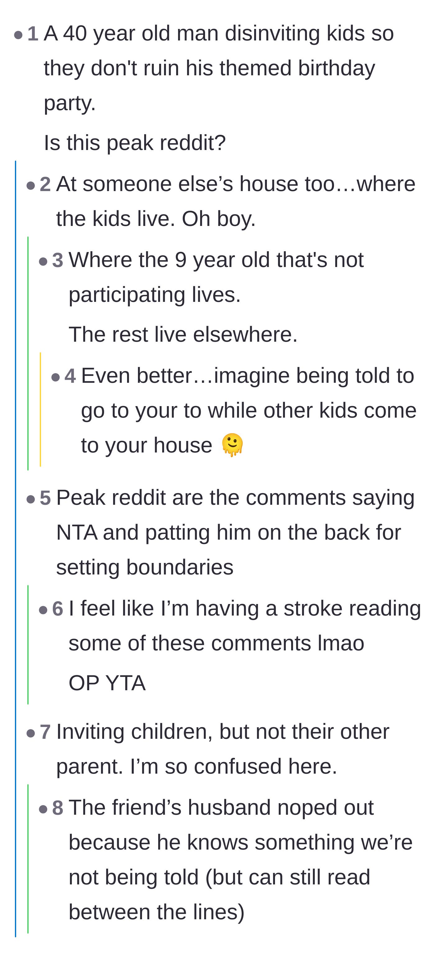 Comment thread 5 - Mocking the original poster for being a classic, ridiculous Reddit stereotype.