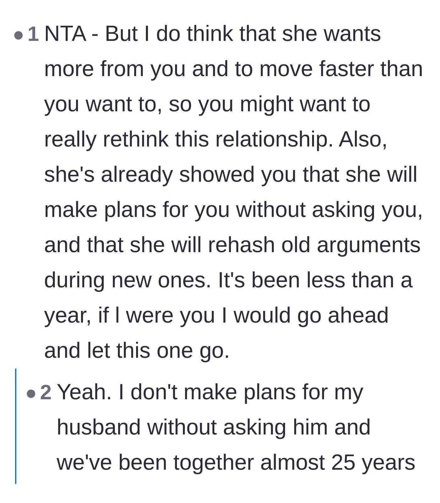Comment thread 2 - A debate on whether a simple handmade Mother's Day card would have smoothed things over, versus the massive red flag of secret reservations.