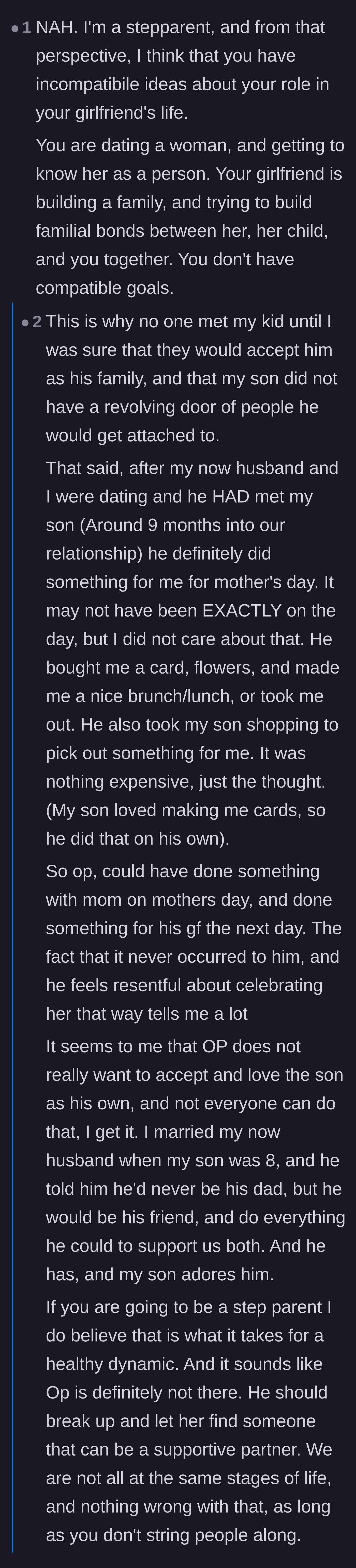 Comment thread 4 - A deep dive from actual stepparents about the toxic dynamic of forcing a blended family instead of building one with patience.