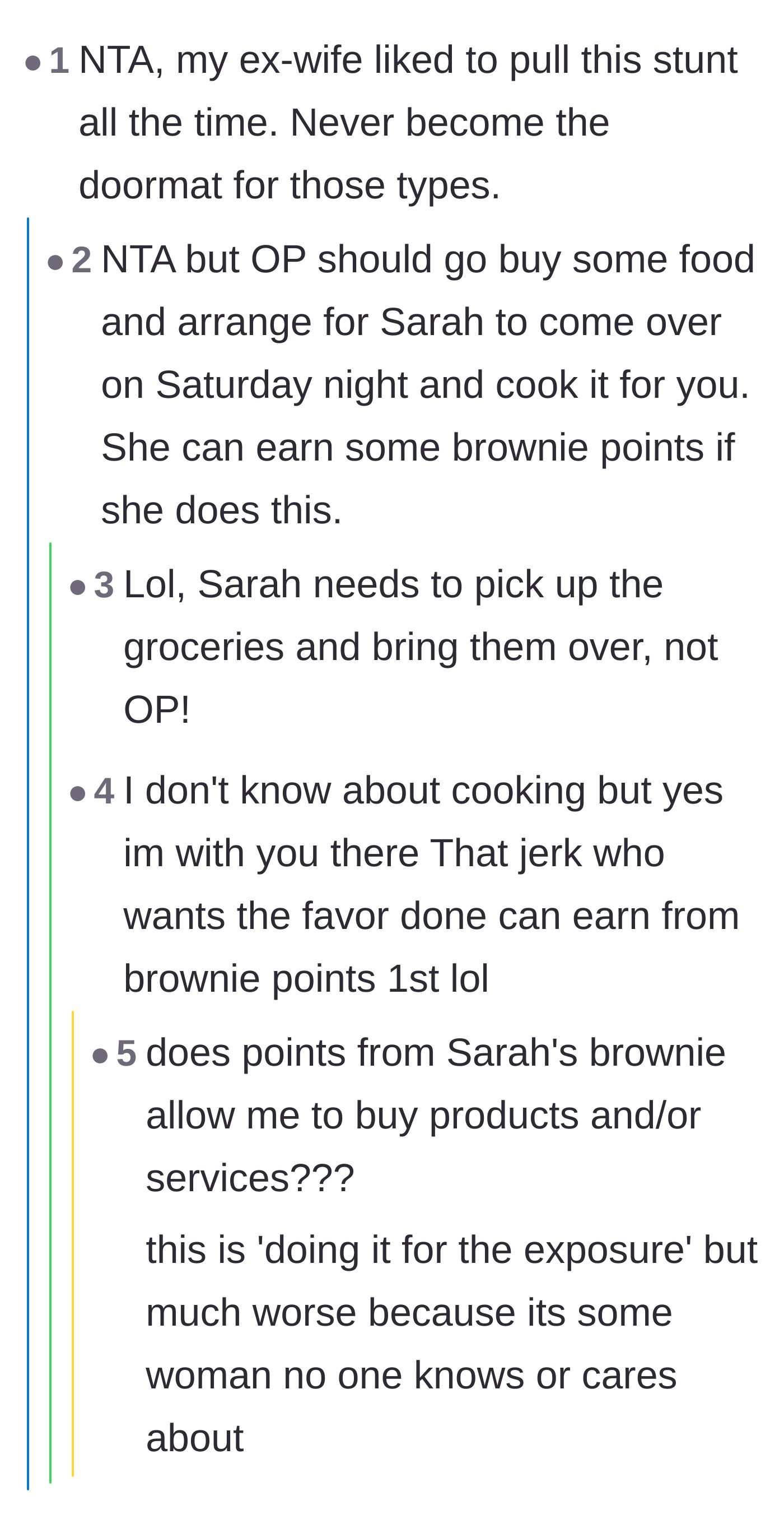 Comment thread 3 - Users joking that the best friend should come cook free meals to earn brownie points instead.