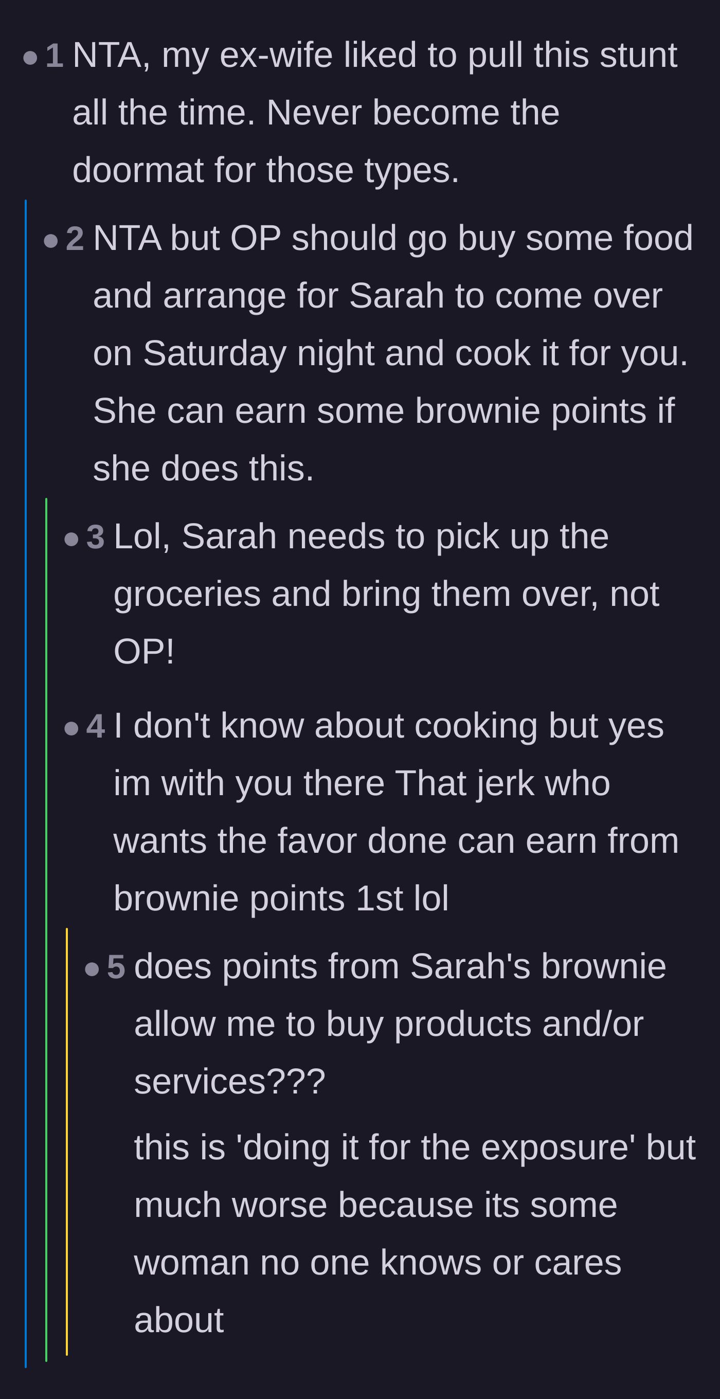 Comment thread 3 - Users joking that the best friend should come cook free meals to earn brownie points instead.