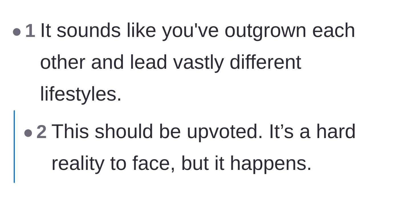 Comment thread 3 - A reflection on how financial differences naturally cause childhood friendships to drift apart