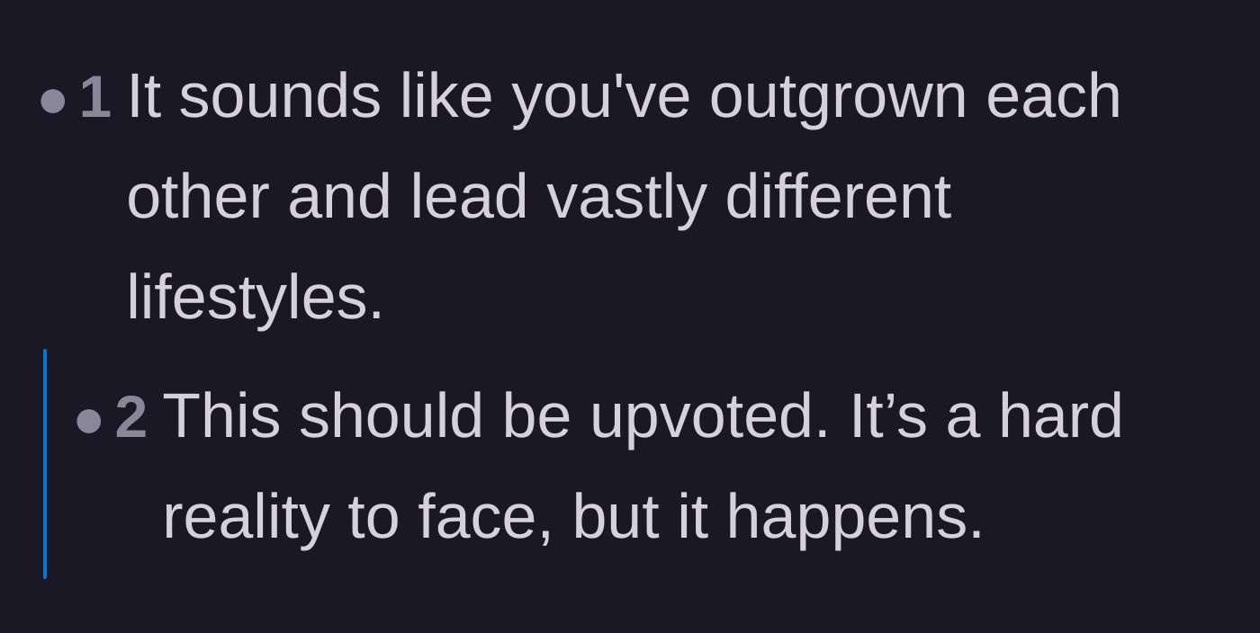 Comment thread 3 - A reflection on how financial differences naturally cause childhood friendships to drift apart