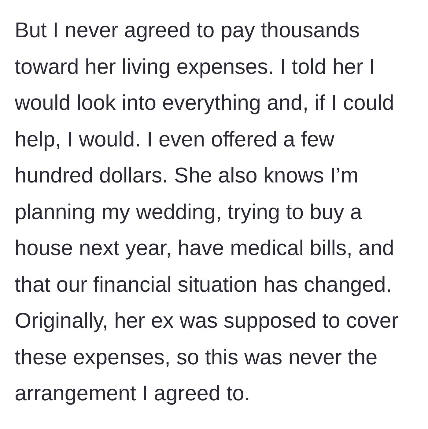Story part 5 - Author defends her savings, explaining they are for her wedding, future house, and medical bills, not funding her friend.