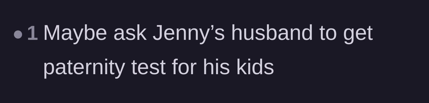 Comment thread 3 - Advice for Jenny's husband to get a paternity test.