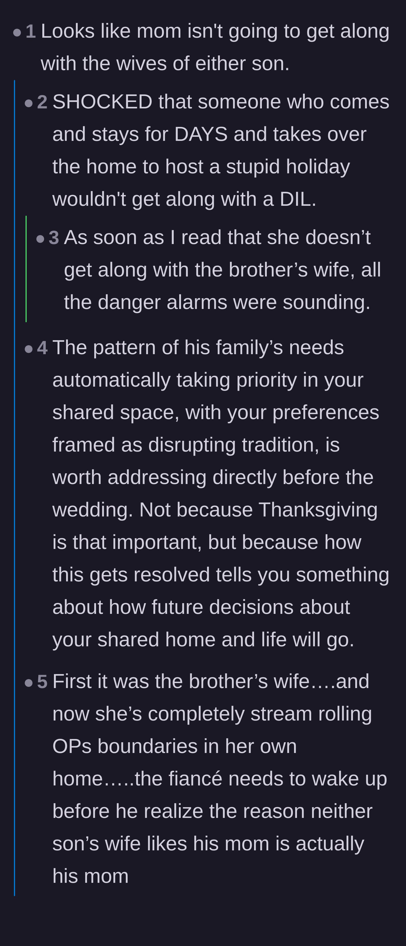 Comment thread 1 - Commenters realizing the mother-in-law is the actual problem and pointing out the fiancé's massive red flags.