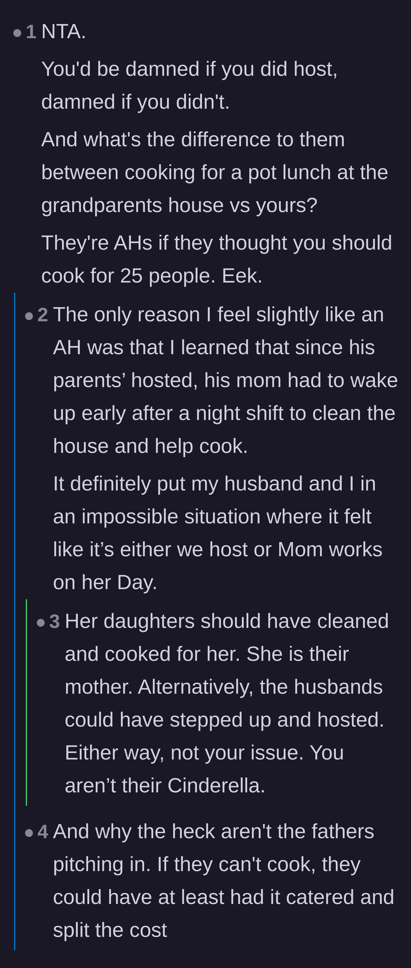 Comment thread 1 - Readers call out the men and siblings for failing to step up and using the original poster as a scapegoat.