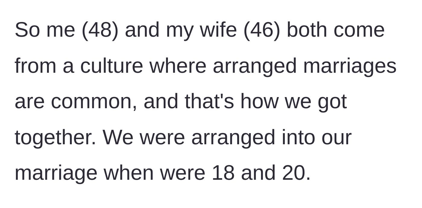 Story part 1 - A couple navigating their cultural background by entering into an arranged marriage at a young age.