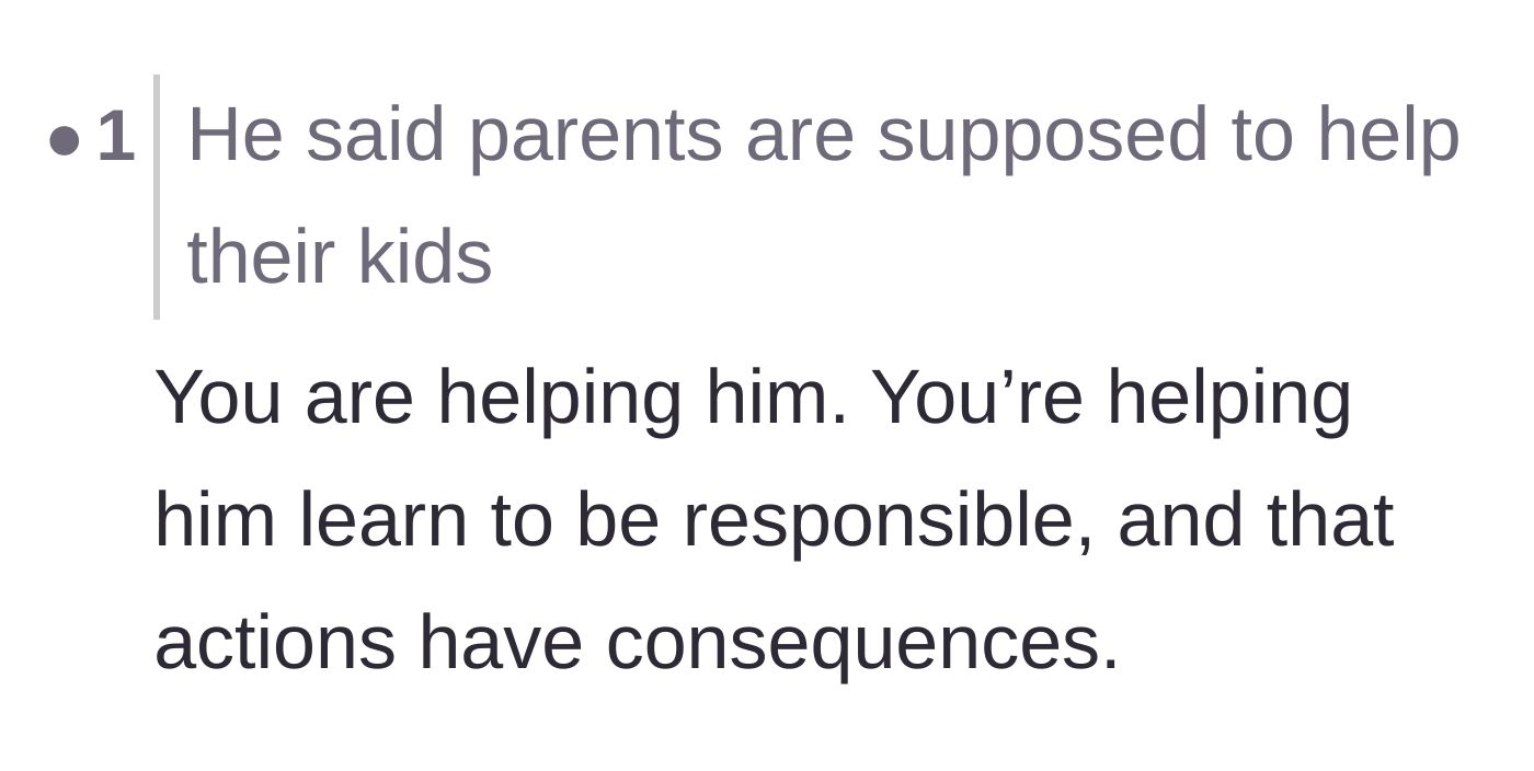 Comment thread 5 - Redefining what it actually means for a parent to help their adult child.