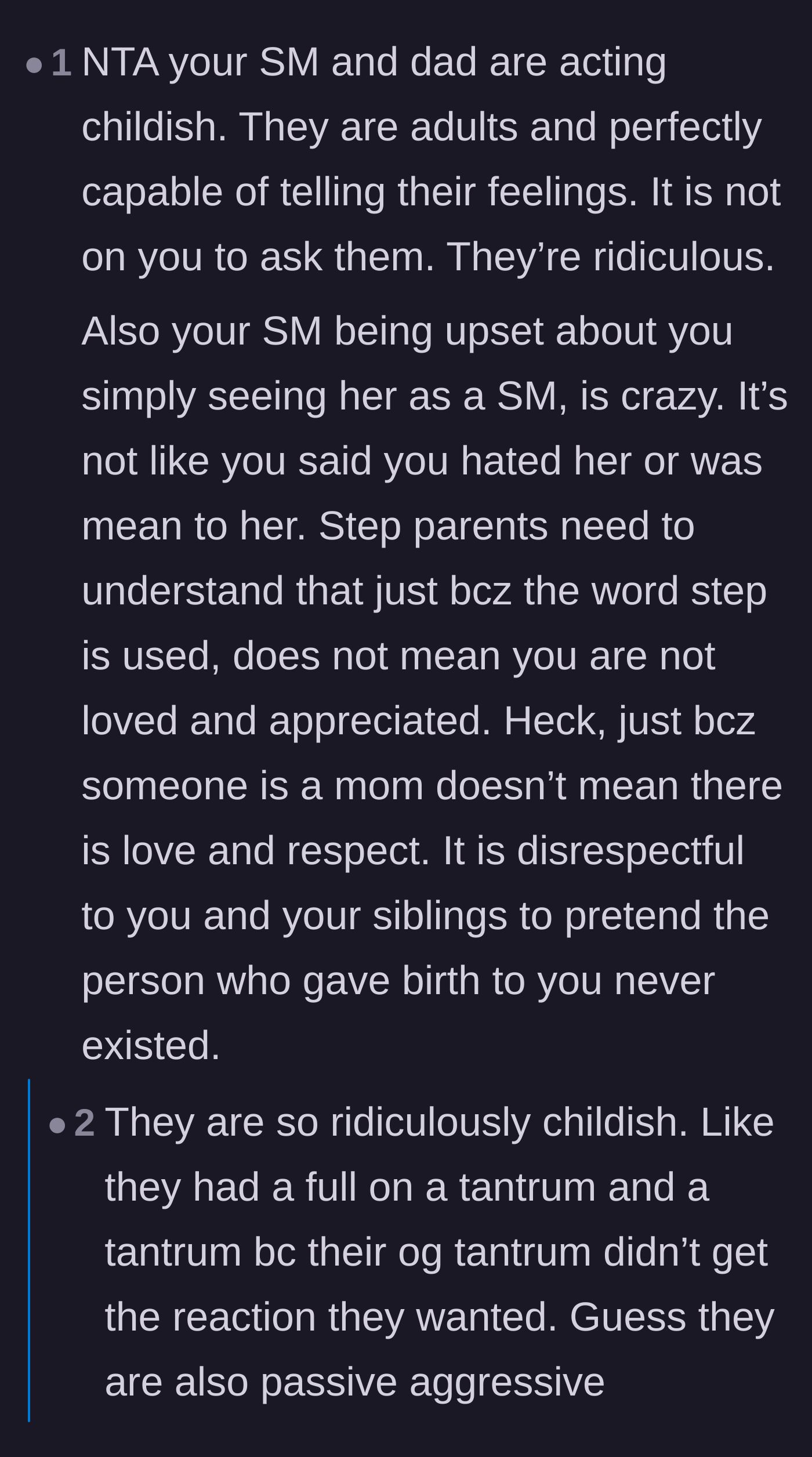 Comment thread 2 - A thread calling the parents out for acting like toddlers throwing a passive-aggressive tantrum, with replies mocking them for not using their words.