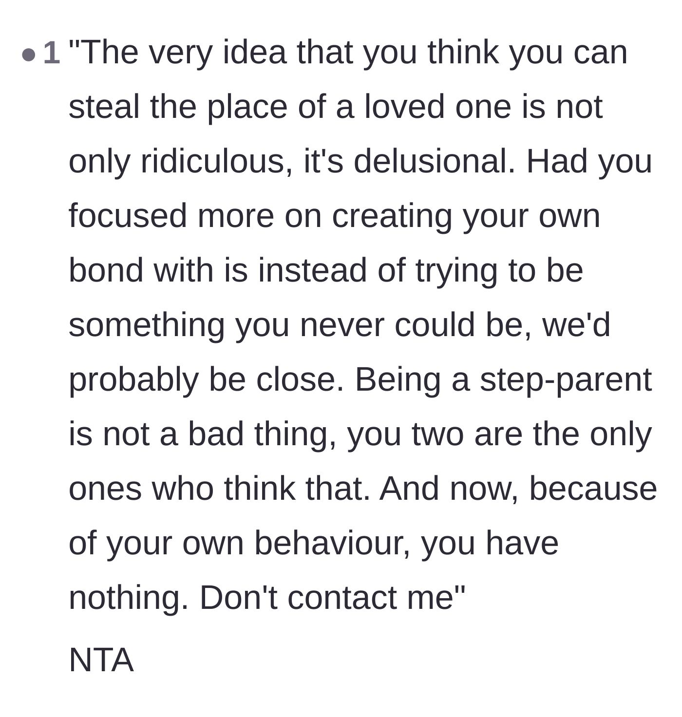 Comment thread 6 - A commenter providing a perfectly savage, boundary-setting script for the author to send to her stepmother.