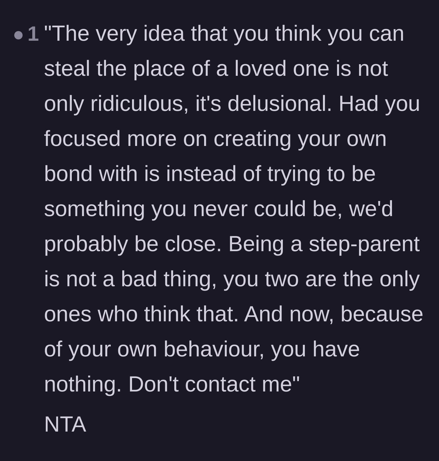 Comment thread 6 - A commenter providing a perfectly savage, boundary-setting script for the author to send to her stepmother.