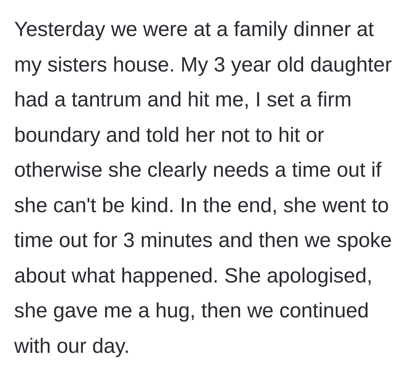 Story part 5 - The main character successfully handles his three-year-old daughter's tantrum with firm boundaries and communication.