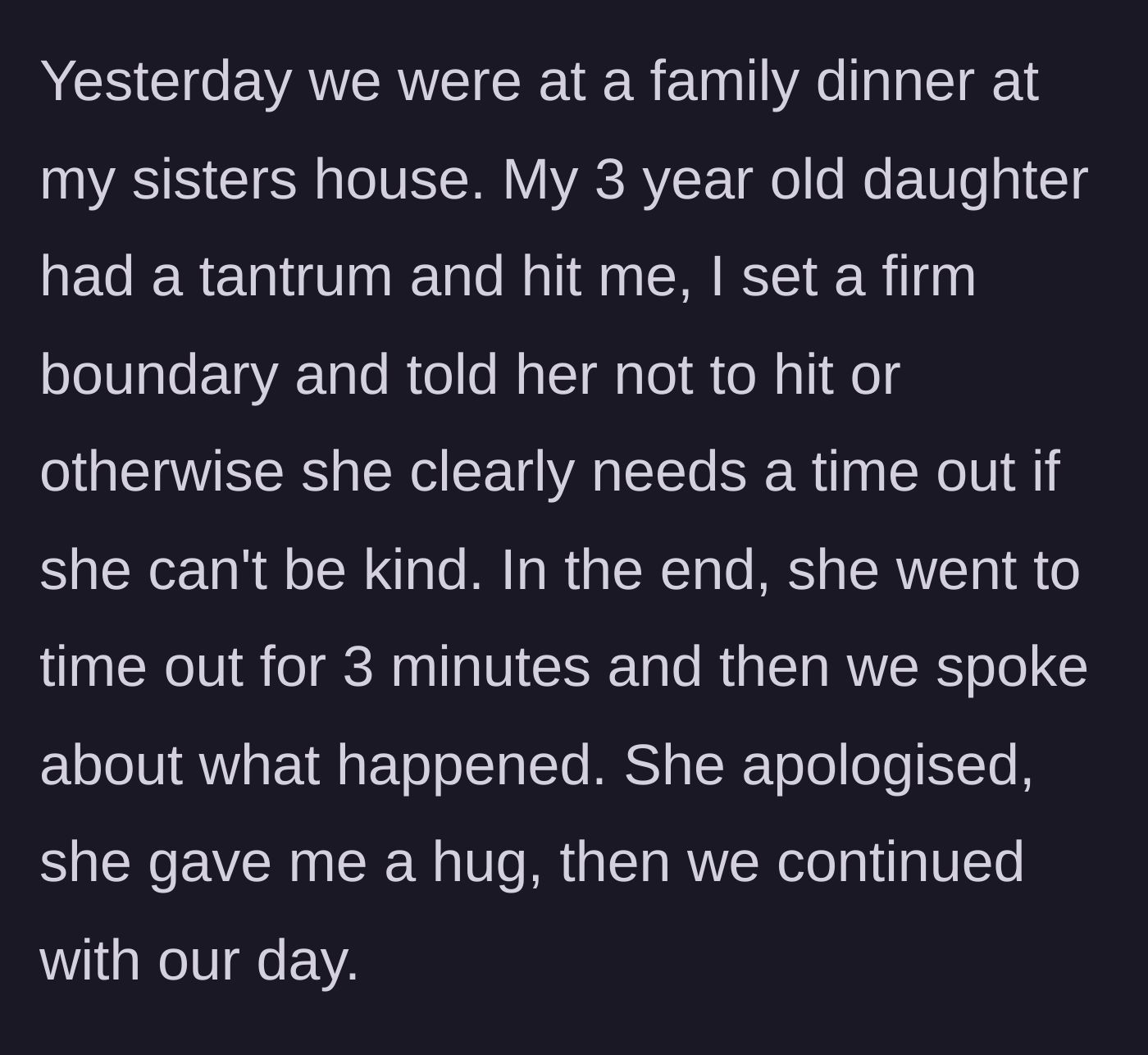 Story part 5 - The main character successfully handles his three-year-old daughter's tantrum with firm boundaries and communication.