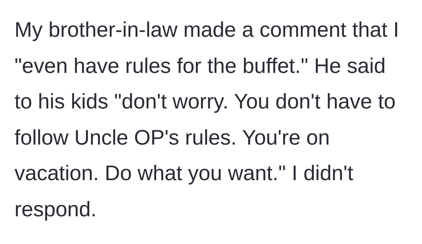 Story part 2 - The brother-in-law actively undermines the father's rules in front of the kids.