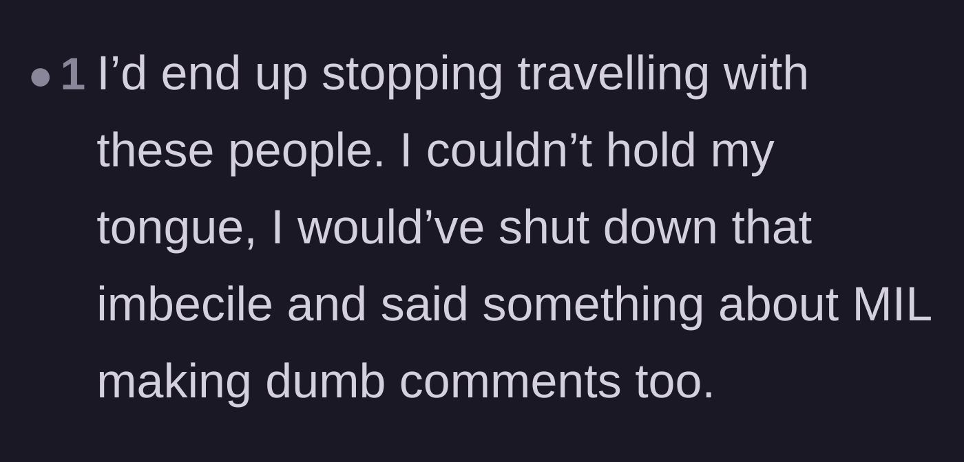 Comment thread 5 - Advising the father to simply stop taking vacations with his wife's disrespectful family.