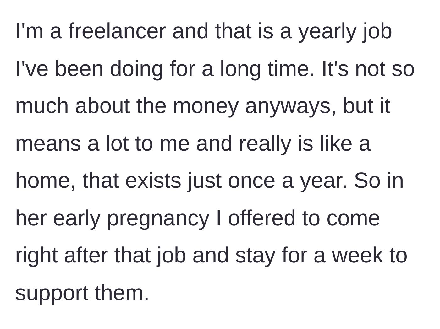 Story part 2 - Godmother explains her important annual freelance job and offers a full week of postpartum support.