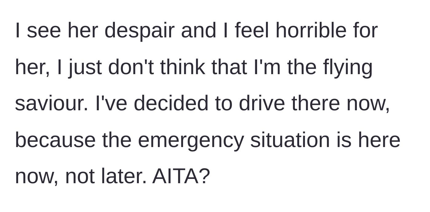 Story part 9 - Godmother feels guilty but refuses to be the flying savior, opting to handle the immediate crisis now.