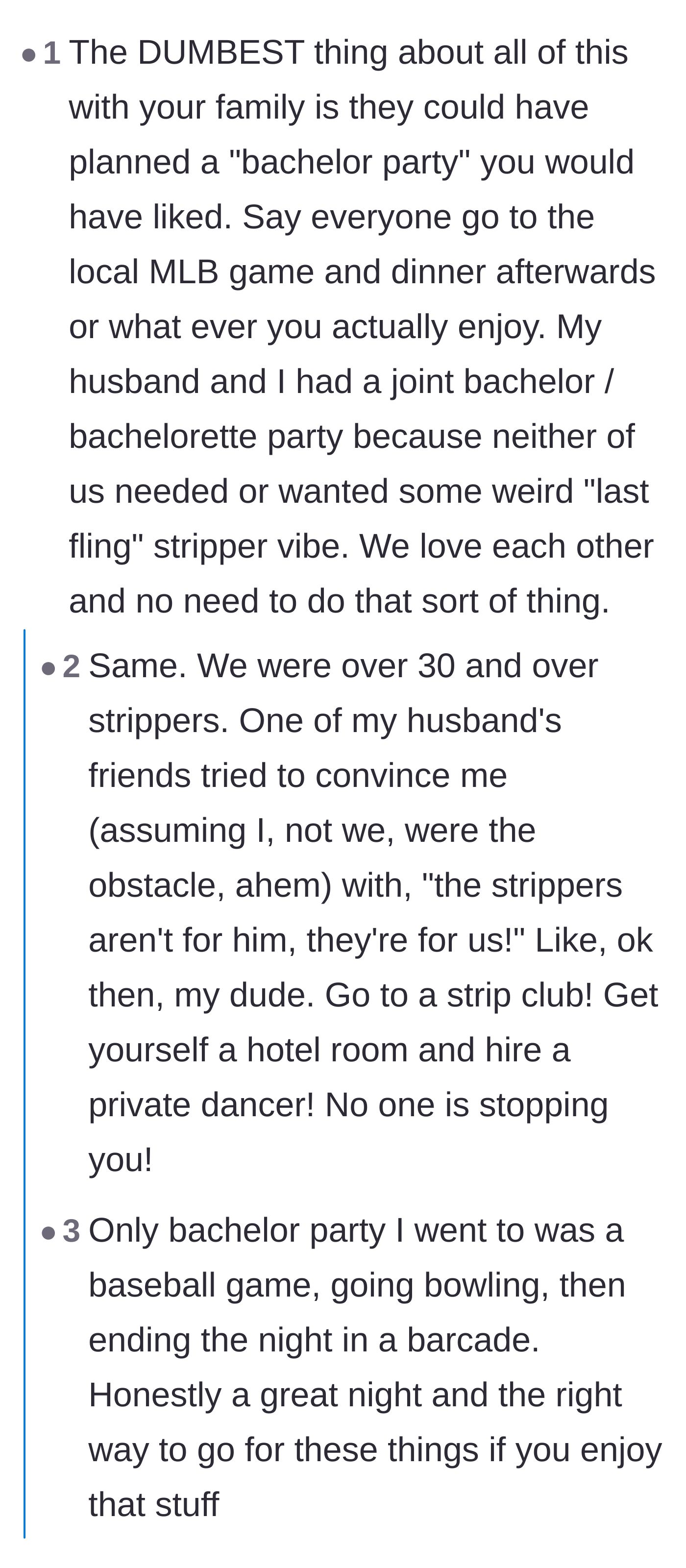 Comment thread 3 - Readers pointing out the family could have easily compromised with a baseball game party.
