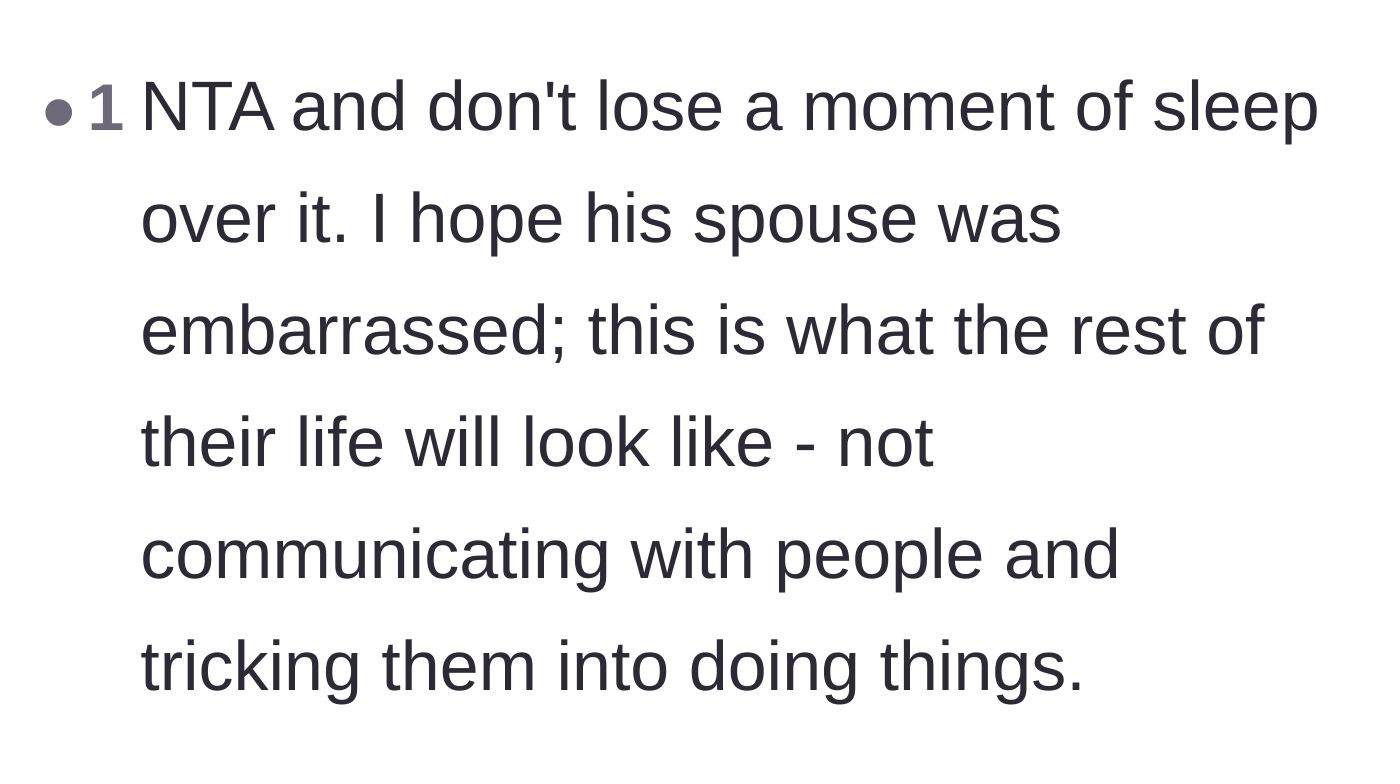 Comment thread 6 - Sympathy for the bride who just married a man who manipulates and tricks people