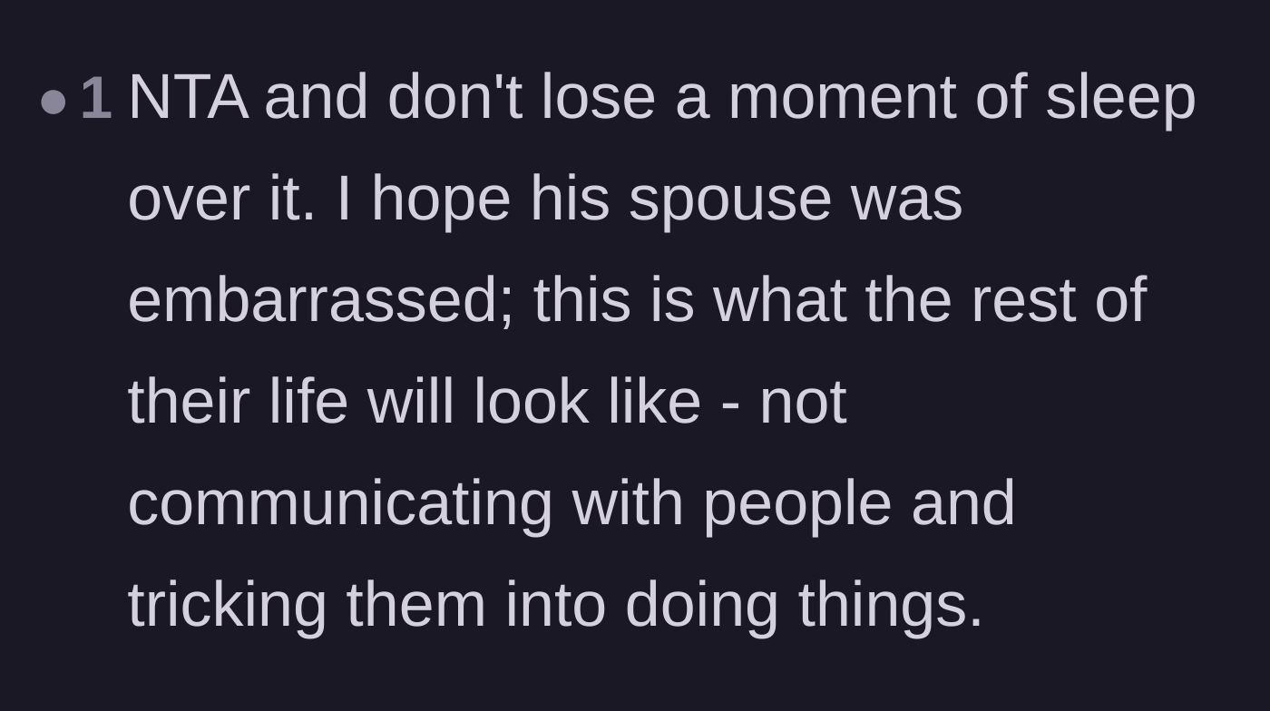 Comment thread 6 - Sympathy for the bride who just married a man who manipulates and tricks people