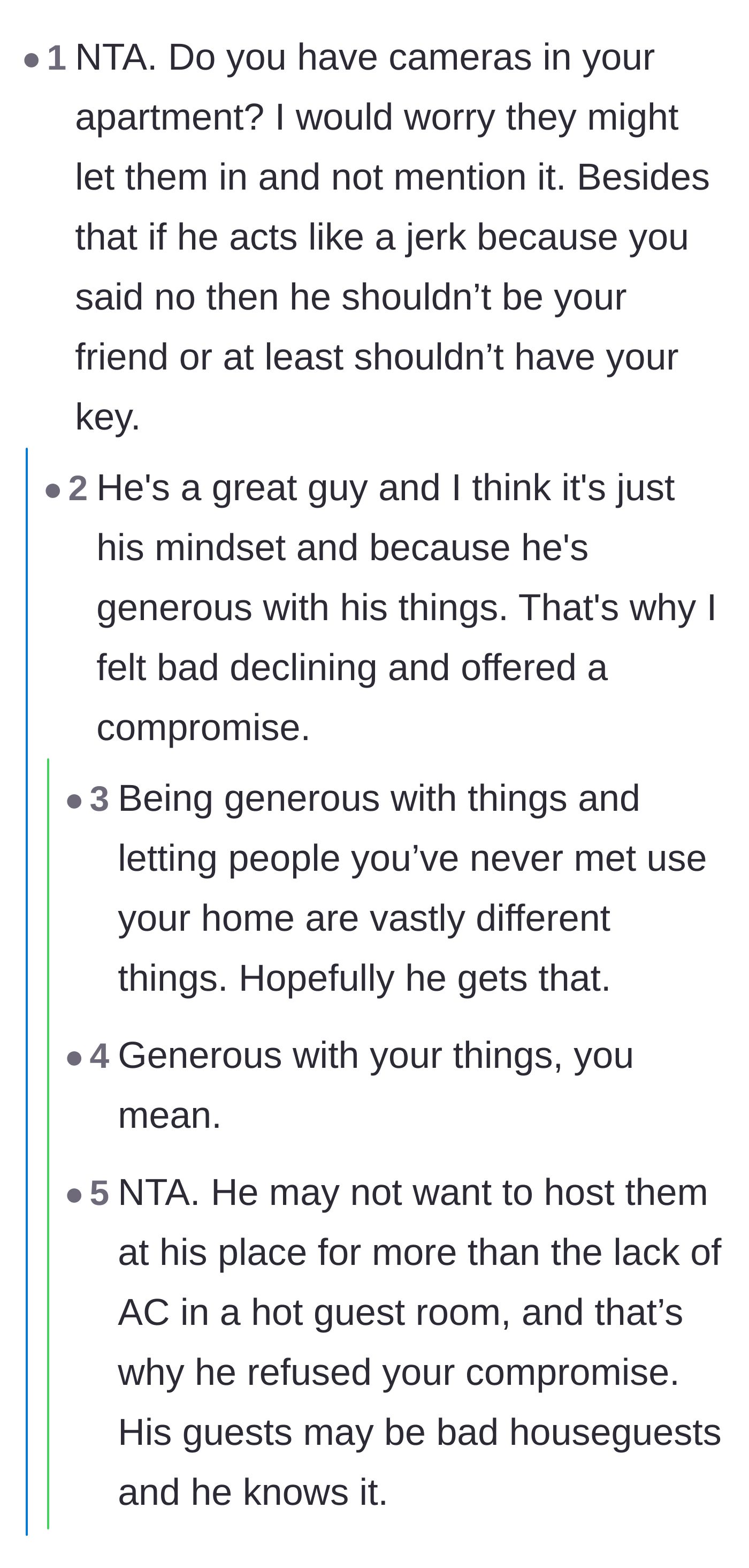 Comment thread 2 - Commenters warn about the friend going behind her back and call out his fake generosity.