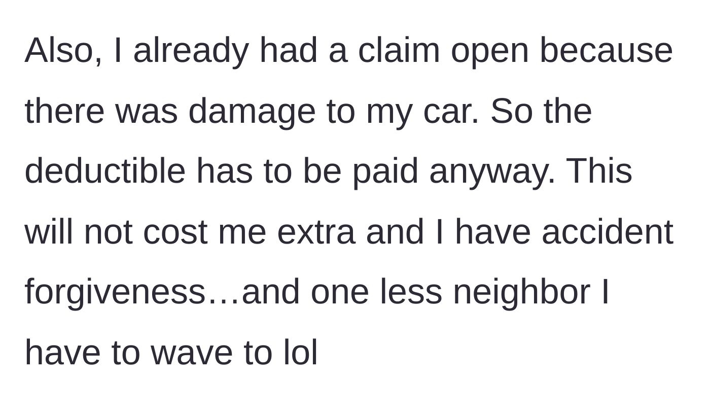 Story part 9 - Realization that the insurance claim won't cost the homeowner extra, ending the saga.