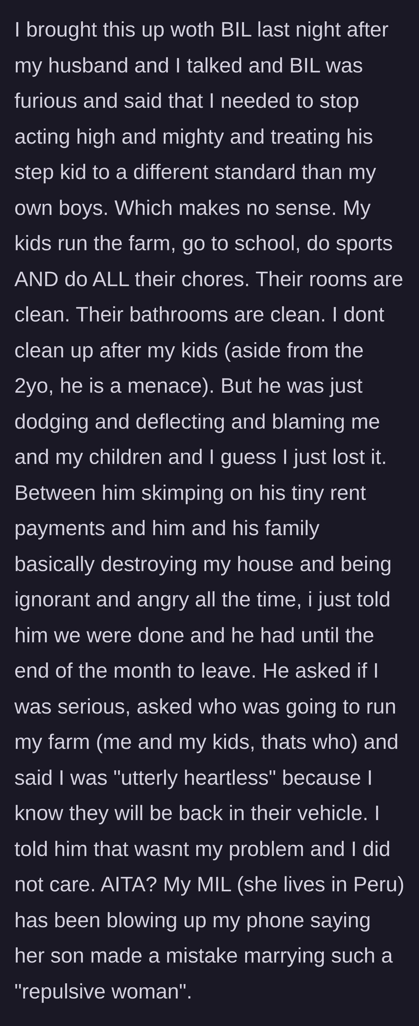 Story part 5 - The host evicts the family after a confrontation, prompting angry texts from the mother-in-law.