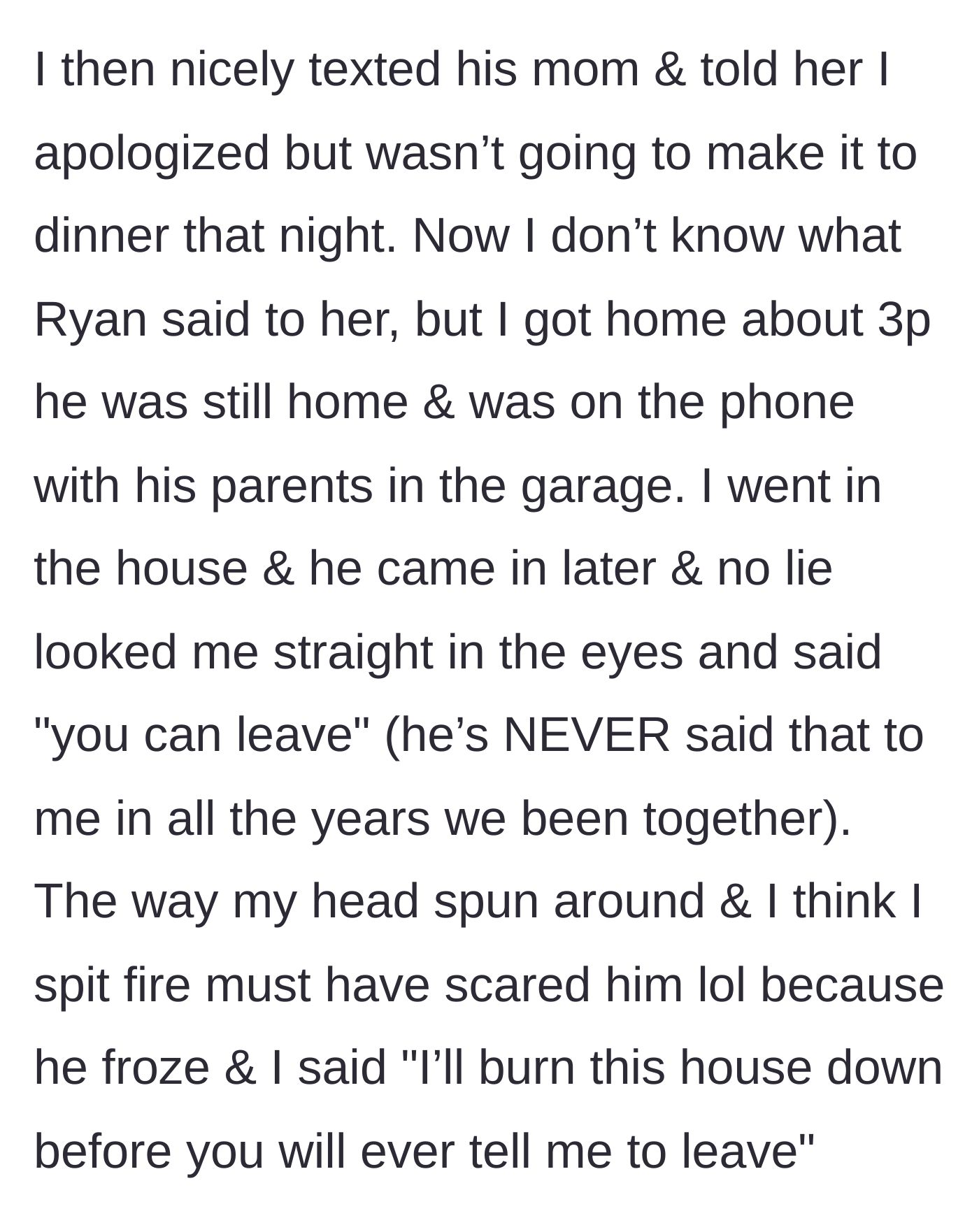 Story part 3 - The husband gets caught venting to his parents and shockingly tells his wife to leave her own home.