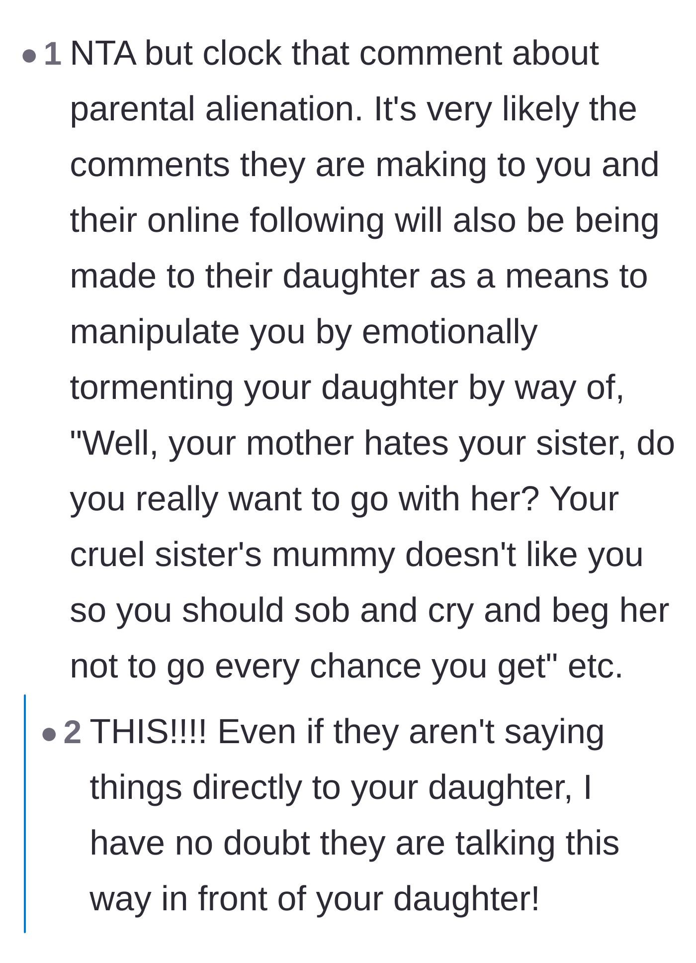 Comment thread 6 - Warning that the toxic ex and his wife are likely badmouthing the mom in front of the kids to manipulate them.