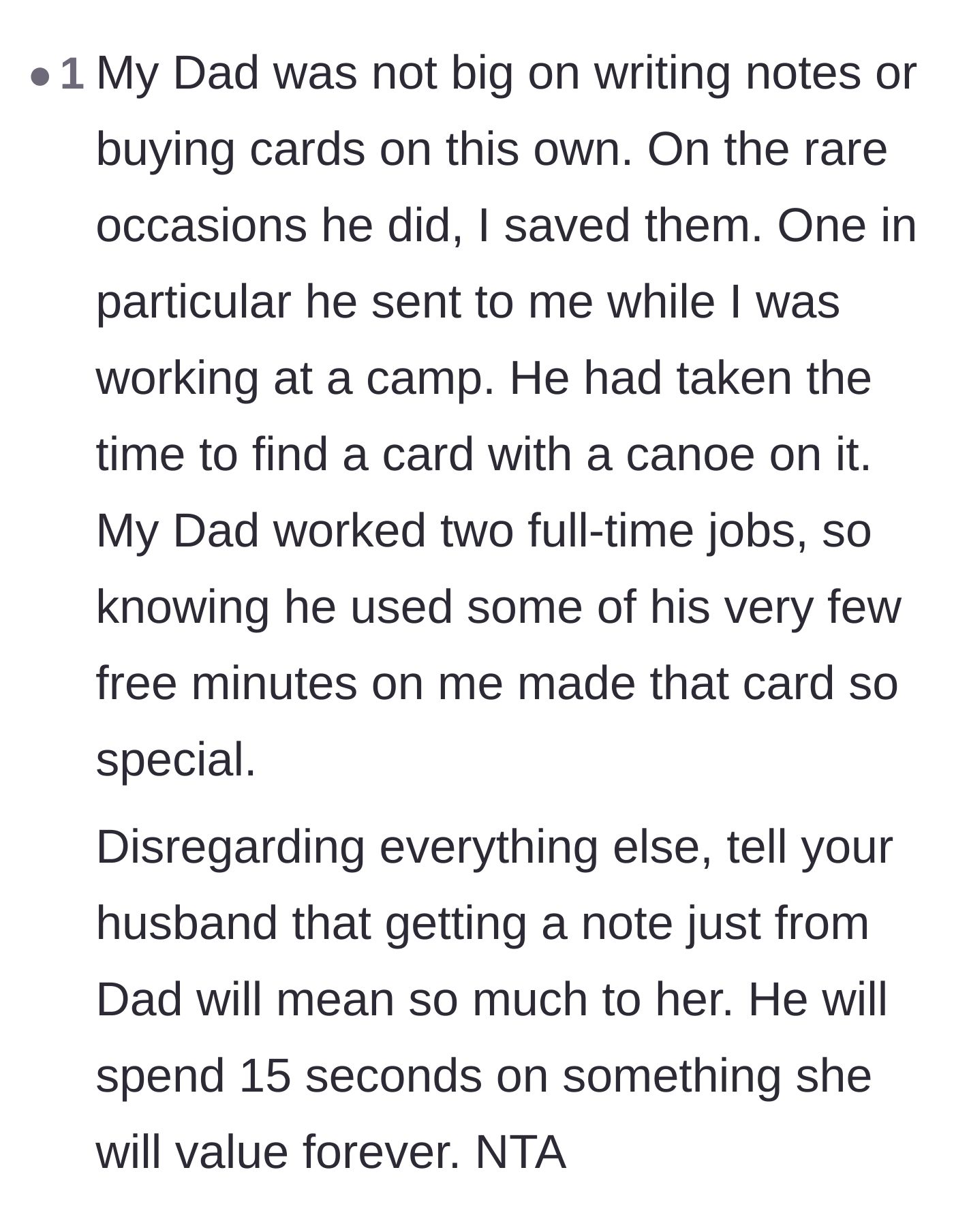 Comment thread 4 - A poignant anecdote about how rare, individual gestures from fathers hold profound emotional weight for children.