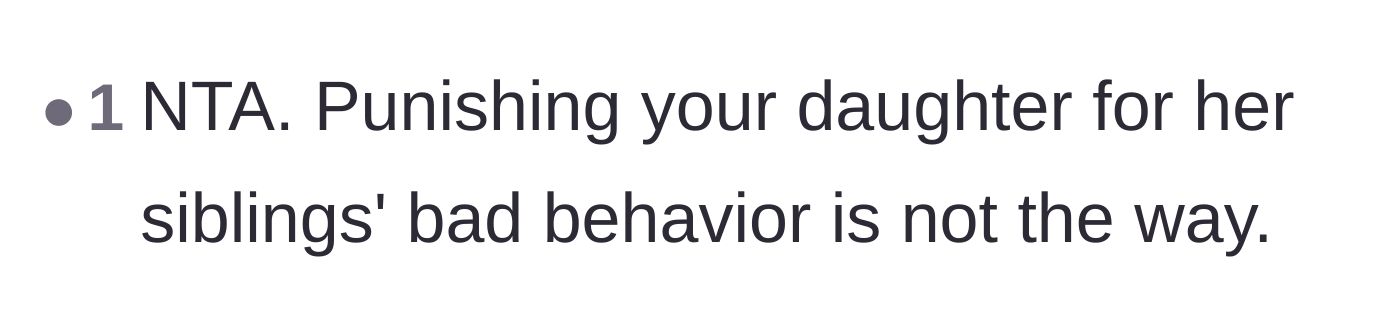Comment thread 3 - Agreement that penalizing the responsible sibling is the wrong approach