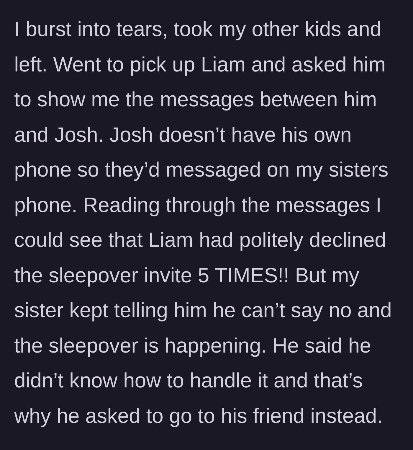Story part 9 - The mother leaves in tears and checks the text messages, seeing her son declined five times.