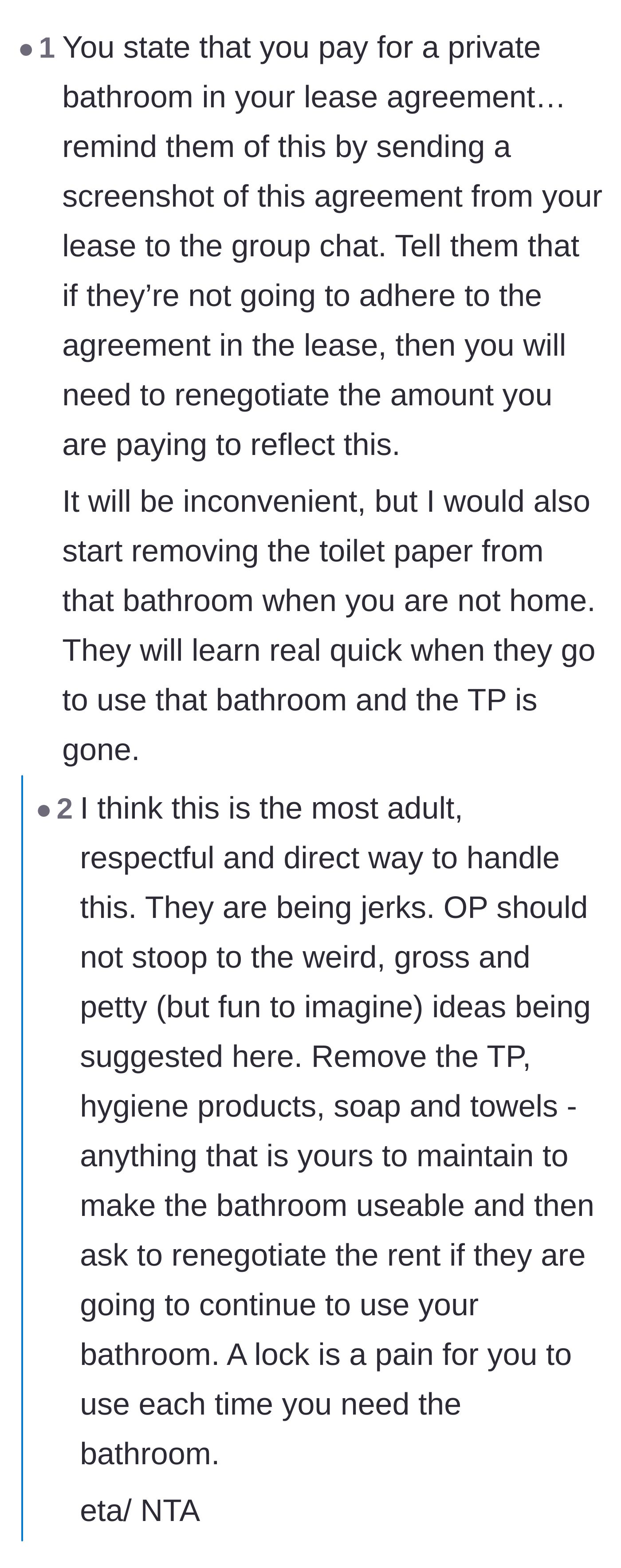 Comment thread 6 - Practical advice to renegotiate rent and an autocorrect fail about chloroform.