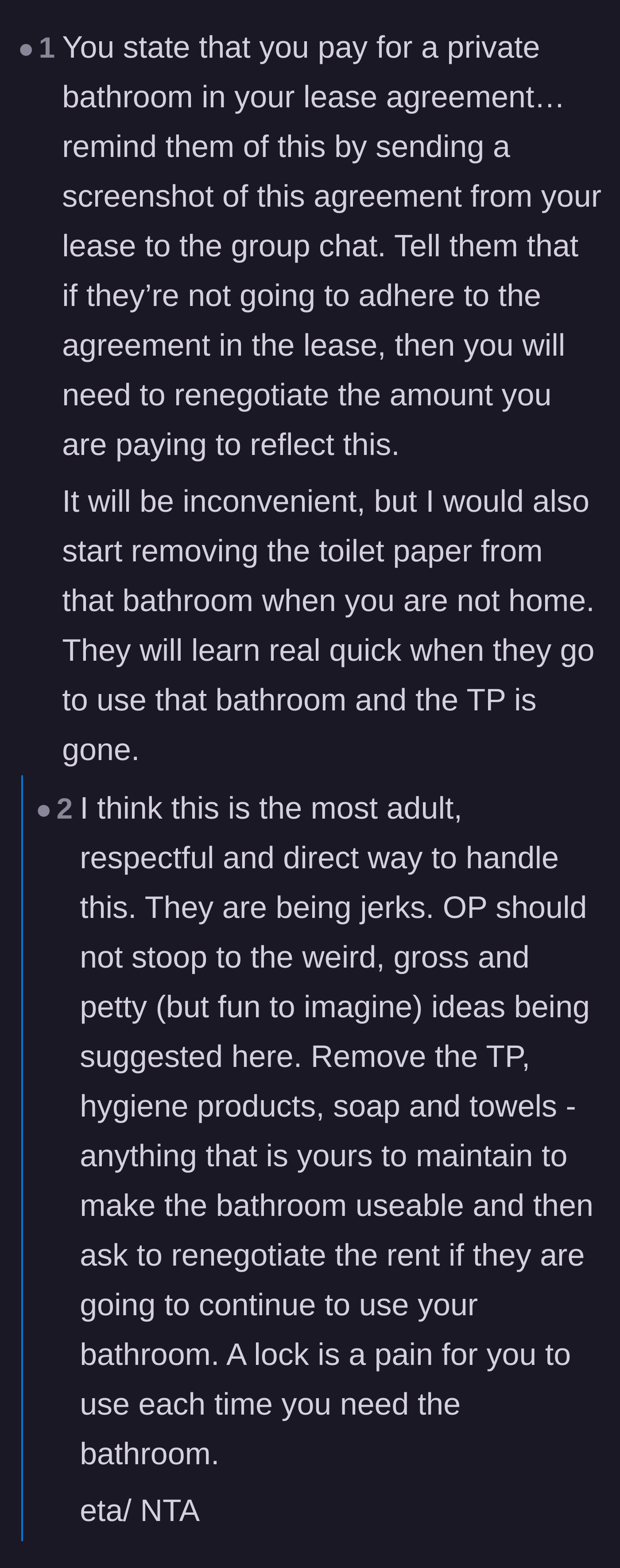 Comment thread 6 - Practical advice to renegotiate rent and an autocorrect fail about chloroform.