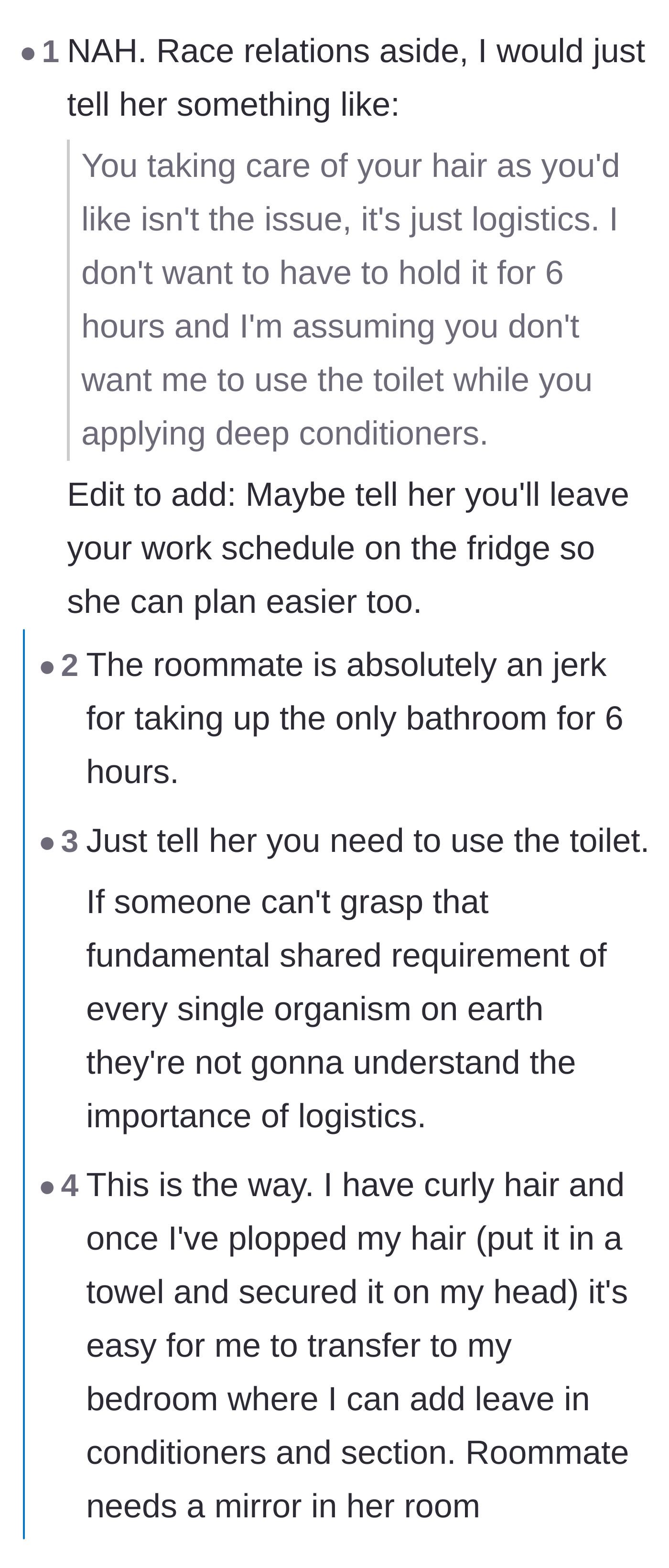 Comment thread 2 - A debate about communication styles that derails into whether the roommate's hostility was just a cultural misunderstanding.