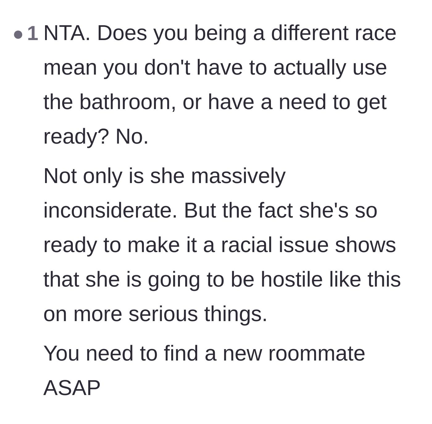 Comment thread 5 - A user pointing out that basic human biology ignores race and suggesting the author find a new place to live.