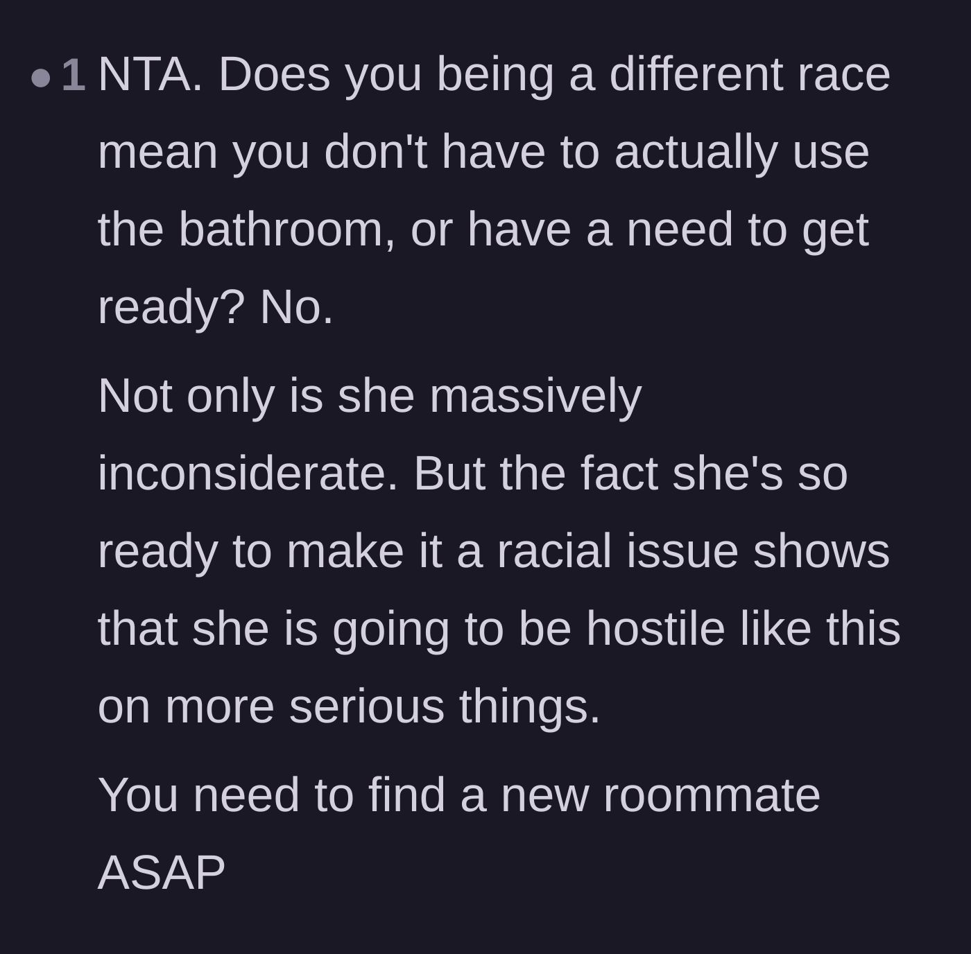 Comment thread 5 - A user pointing out that basic human biology ignores race and suggesting the author find a new place to live.