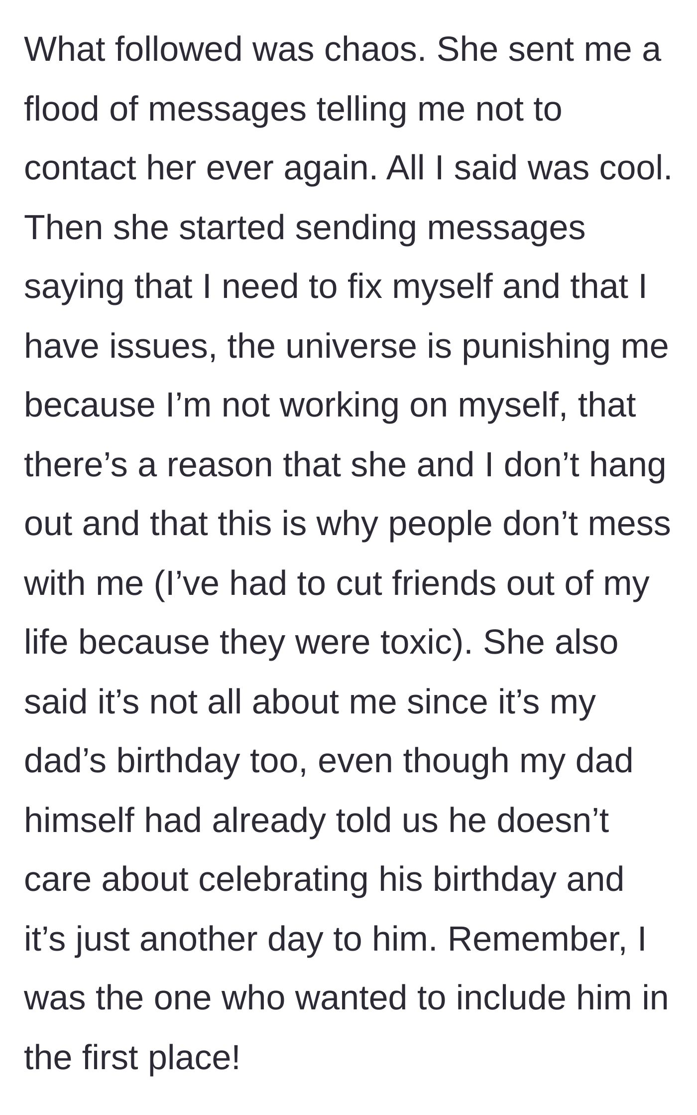 Story part 4 - The sister sends an unhinged flood of toxic, insulting messages.
