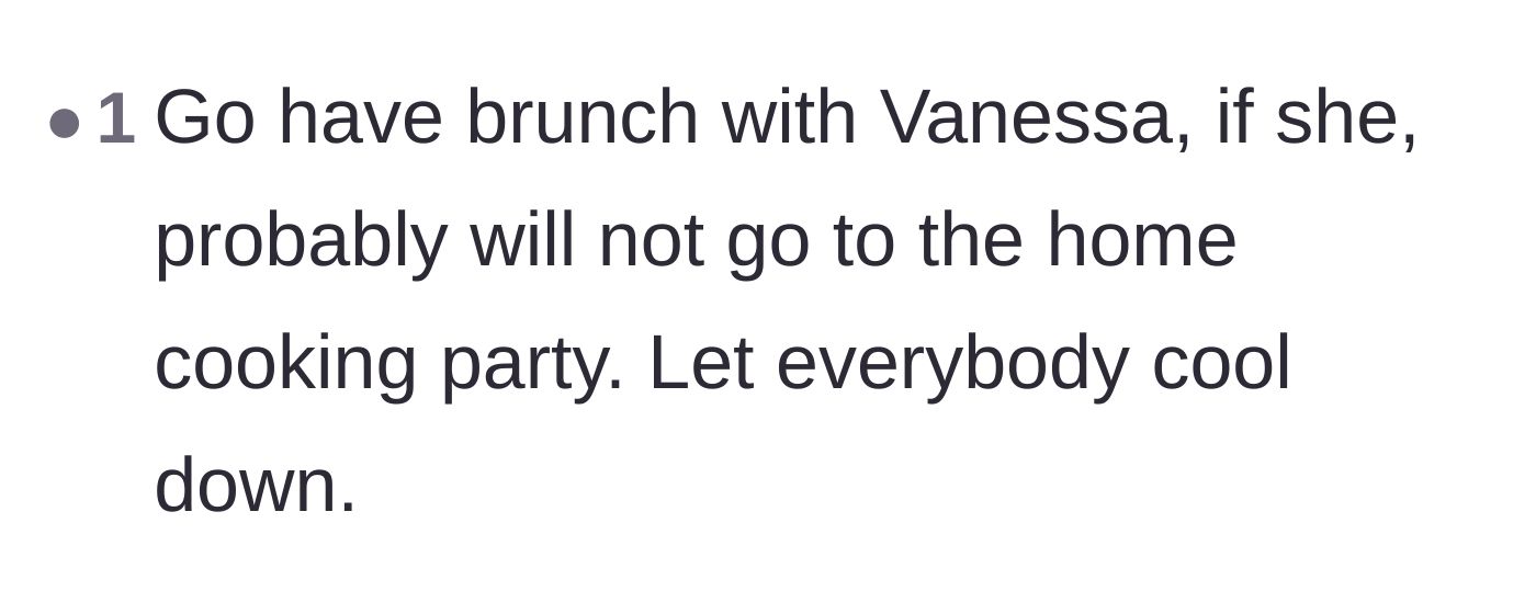 Comment thread 6 - Encouragement to follow through on the original brunch idea with the older sister.