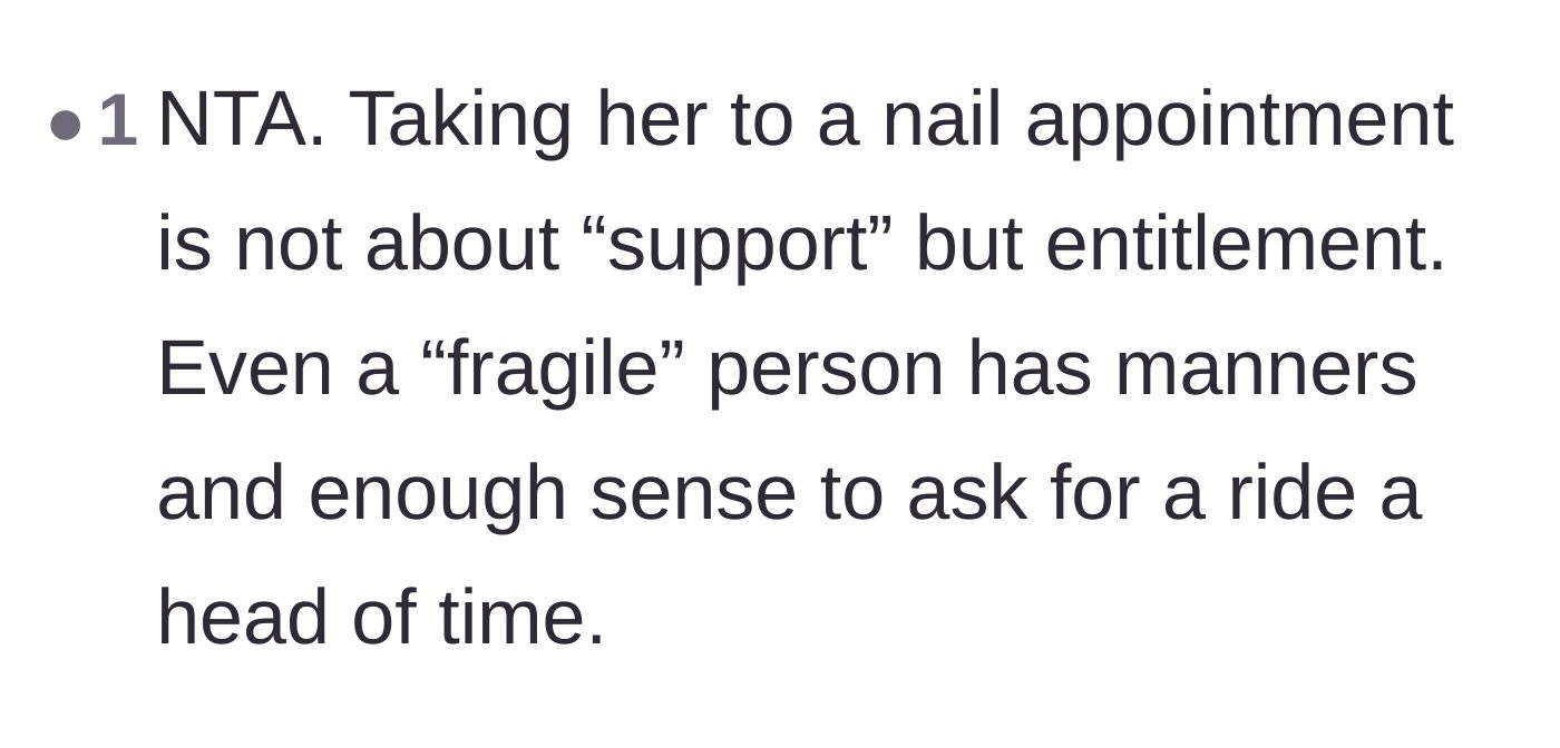 Comment thread 1 - A debate on the difference between offering emotional support and enabling entitlement.