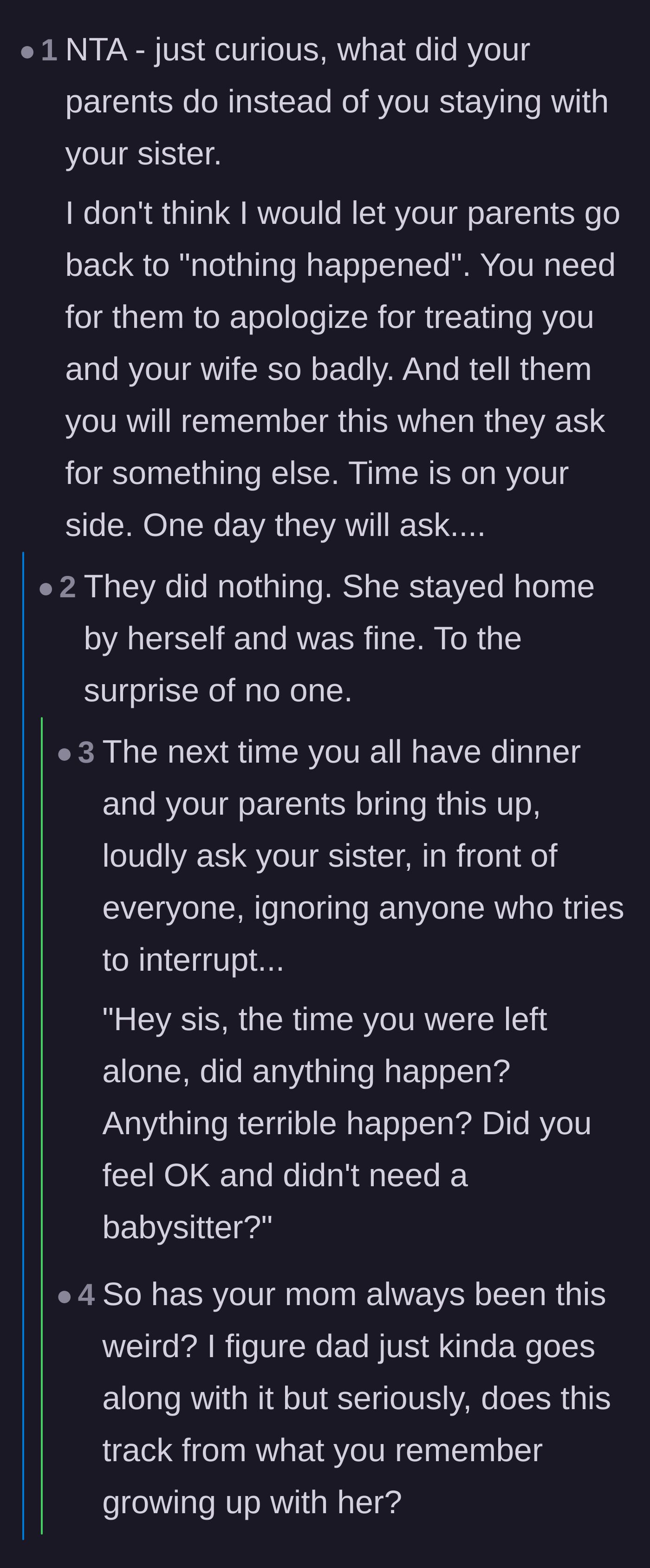 Comment thread 2 - Speculation that the parents were actually just trying to prevent the 18-year-old from having a boy over or throwing a party