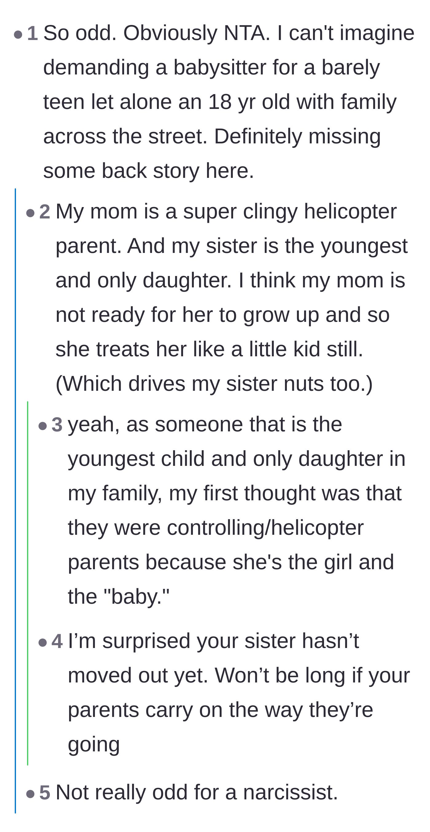 Comment thread 3 - Discussion about the gendered double standards and the exhausting reality of being the youngest daughter to a helicopter mother